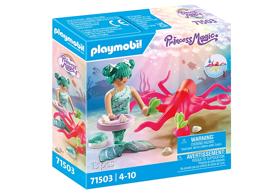 Princess Magic | Mermaid with Octopus playset featuring color-changing octopus and mermaid figure with accessories.