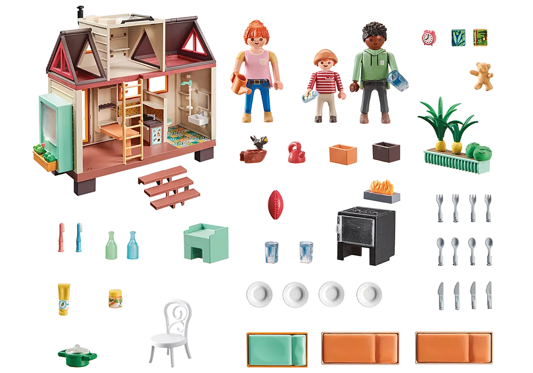 My Life | Tiny House playset with detailed furniture, family figures, kitchen, bathroom, garden, and accessories for imaginative play.