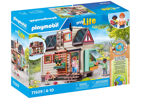 My Life | Tiny House playset with two floors, garden, solar panels, figures, and functional home furnishings.