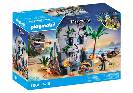 Pirates | Skull Island playset with Skull Island, pirate figures, treasure chest, cannons, and palm tree for ages 4 to 10.