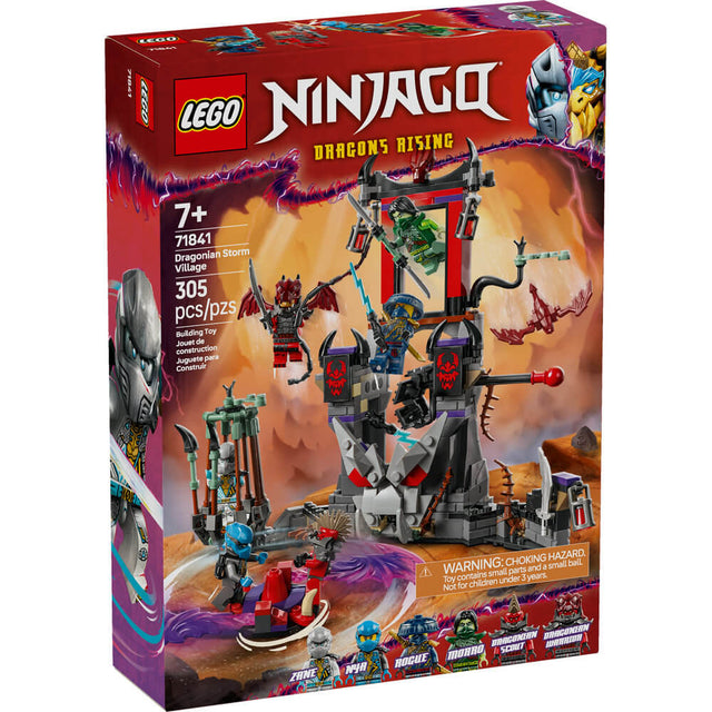 LEGO NINJAGO Dragons Rising Dragonian Storm Village building set featuring minifigures and play features for imaginative battles
