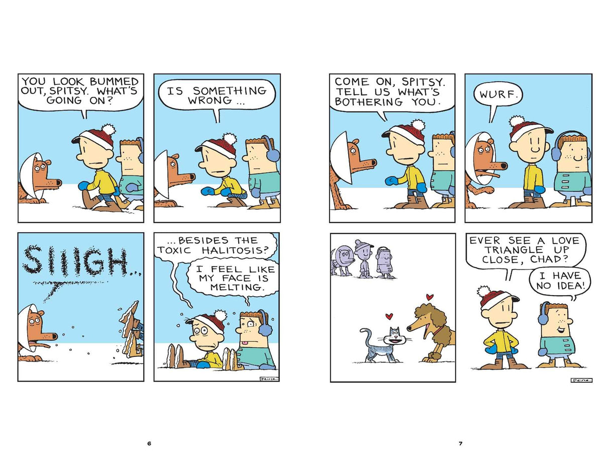 Big Nate comic strip from Big Nate: Nailed It! showing Nate and dog Spitsy in a funny conversation.