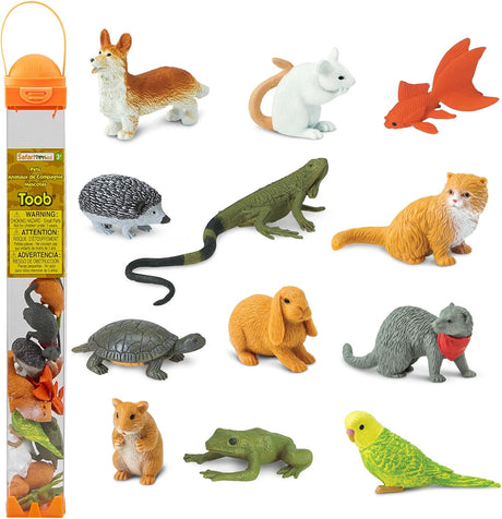 TOOB | Pets featuring detailed miniature figurines of household pets including a cat, corgi, parakeet, turtle, and more.