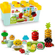 Colorful LEGO DUPLO organic garden playset with fruits, vegetables, insects, and storage box for toddlers 1.5 years and up