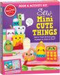 Sew Mini Cute Things kit with colorful felt plushies like calculator, camera, and more for beginner sewing projects.