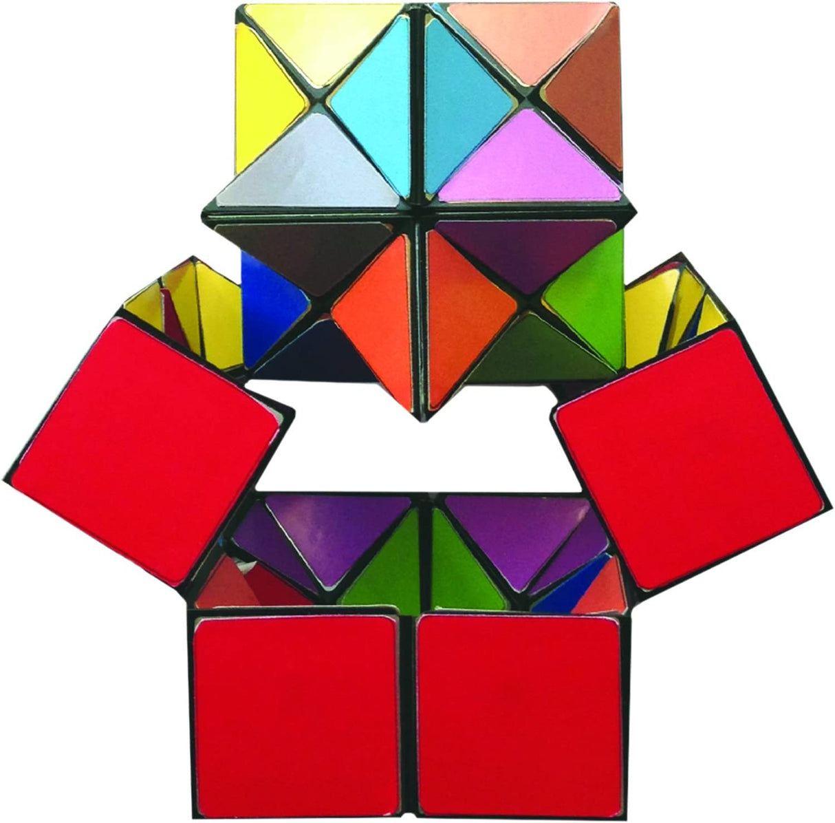 Starcube Original showing colorful transforming geometric puzzle cube with red, blue, yellow, green, and purple faces.