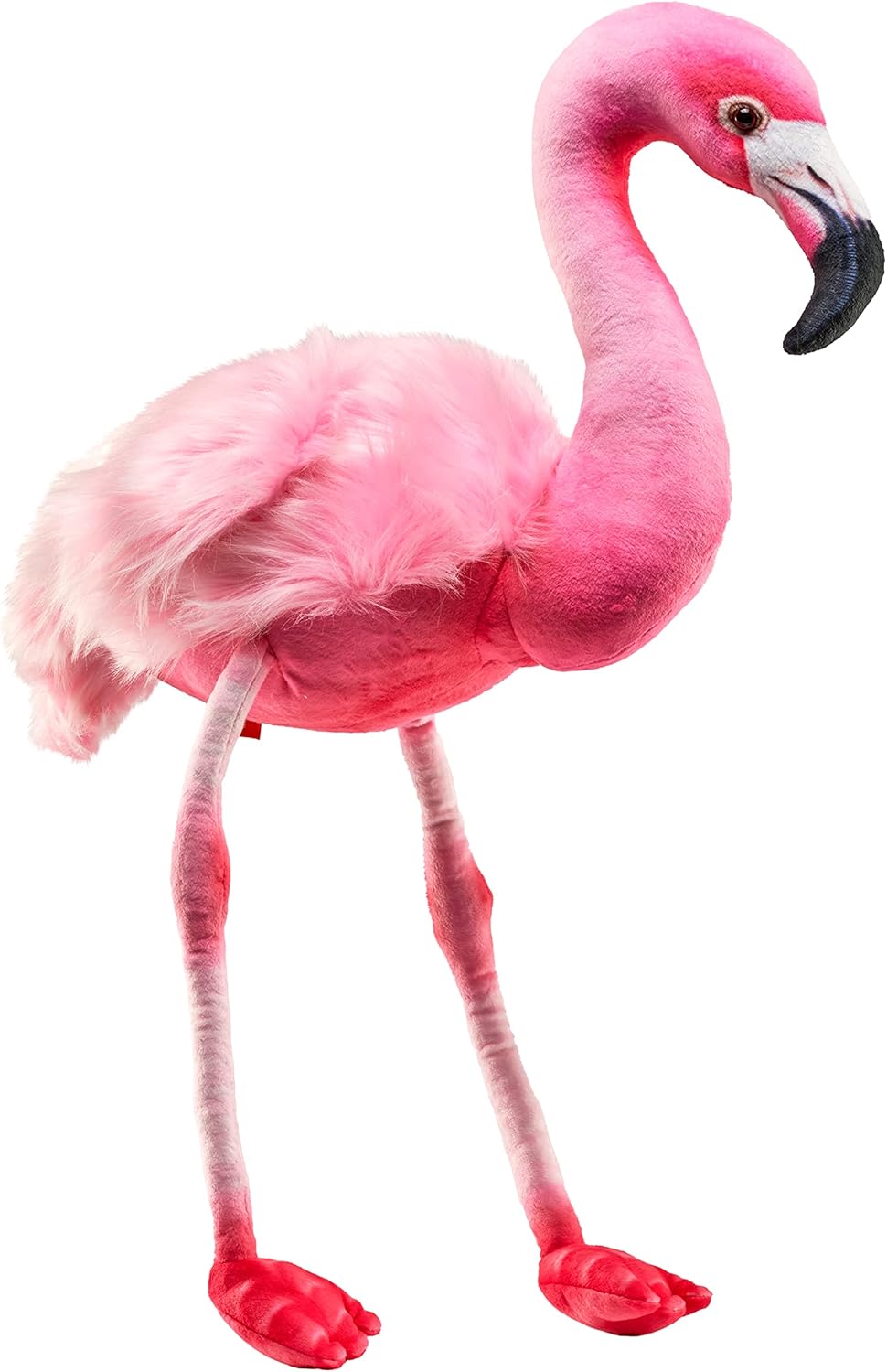 Flamingo Artist Series plush toy with vibrant pink feathers and slender legs, standing 15 inches tall, safe for all ages.