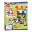 Mini Clay World Puppy Treat Truck DIY kit with clay puppies and dog treats in a colorful food truck scene.
