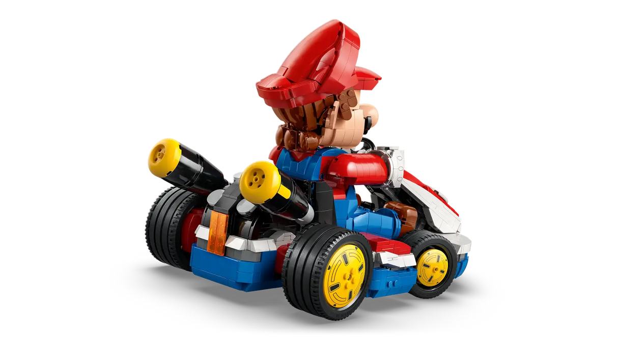 Mario Kart Mario & Standard Kart model showing posable Mario figure in a detailed racing kart with dynamic features.