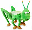 Silly Grasshopper Puppet plush with posable antennas, movable mouth, and soft green fabric, perfect for children and adults.