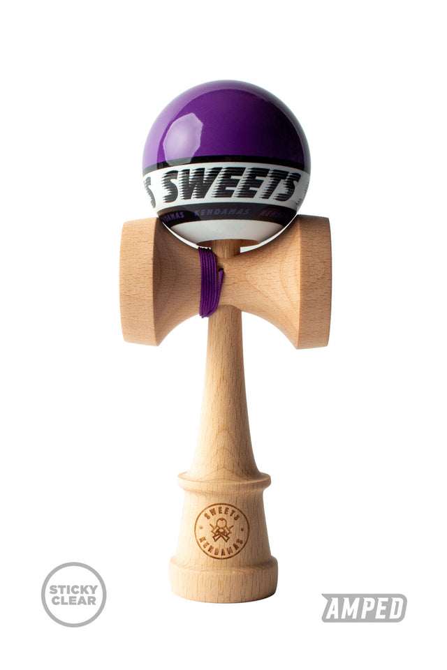 Kendama Starter Purple with purple ball, beech wood, and Sweets logo for beginner kendama players.