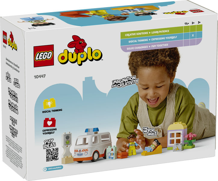 LEGO Duplo Ambulance & Driver toy with ambulance, paramedic, and girl figures for toddler pretend play.