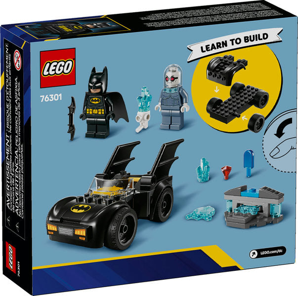 Super Heroes DC Batman & Batmobile vs Mr. Freeze LEGO set with Batman and Mr. Freeze minifigures and buildable Batmobile.