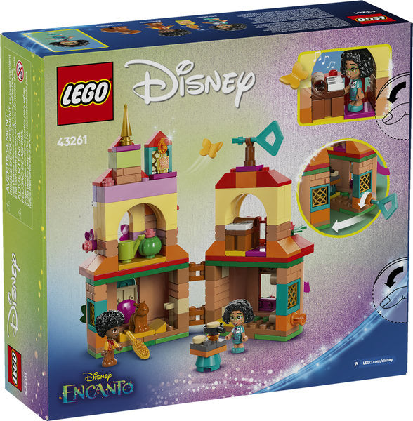 LEGO Disney Princess Encanto Mini House featuring buildable micro-world playset with characters, slide, and portable locking design.