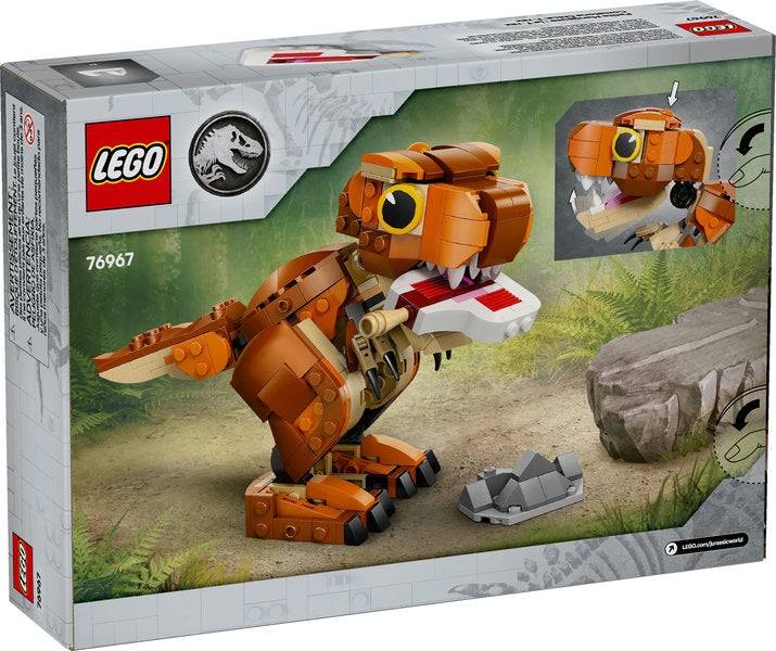 Jurassic World Little Eatie: T. rex LEGO set with movable jaws and tail for kids aged 7 and up.