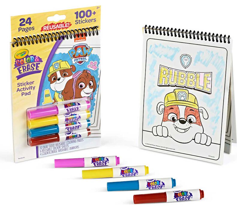 Color & Erase Reusable Sticker Activity Pad | Paw Patrol with markers, coloring pages, and 100+ reusable stickers for kids.