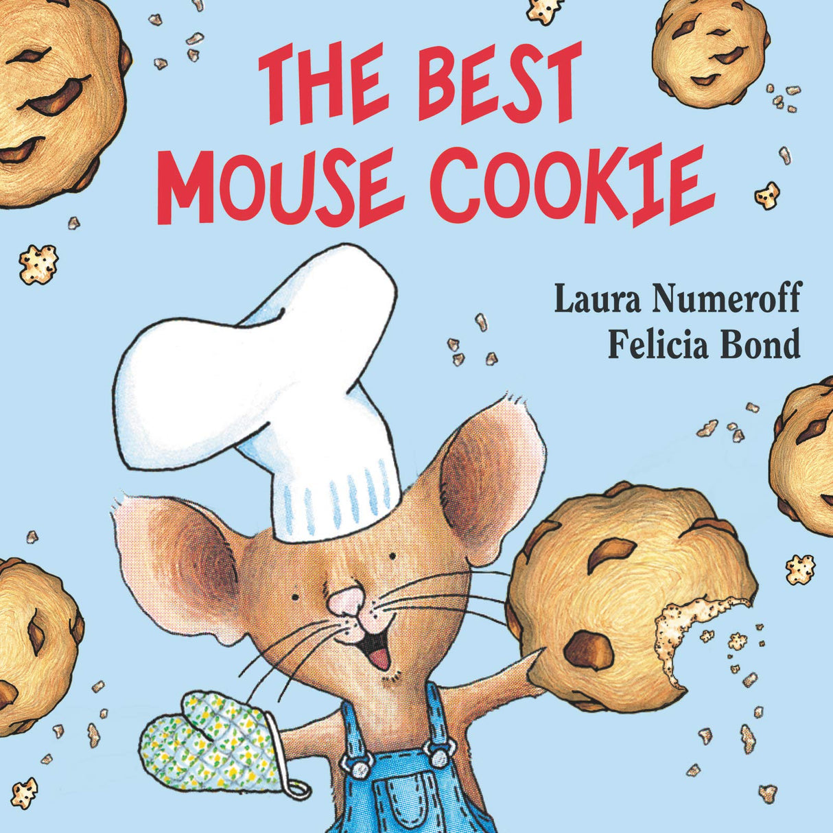 The Best Mouse Cookie board book cover shows a happy mouse in a chef hat holding a large cookie with cookies floating around.