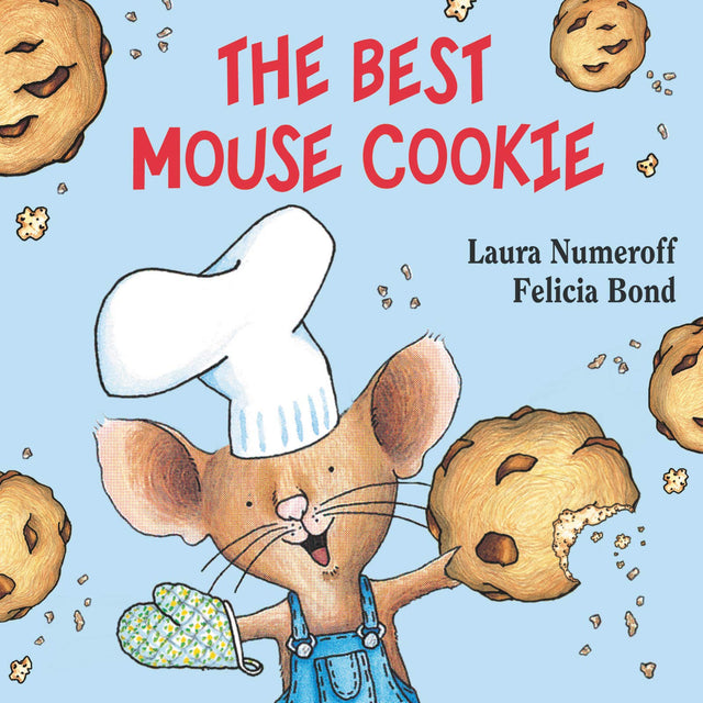 The Best Mouse Cookie board book cover shows a happy mouse in a chef hat holding a large cookie with cookies floating around.