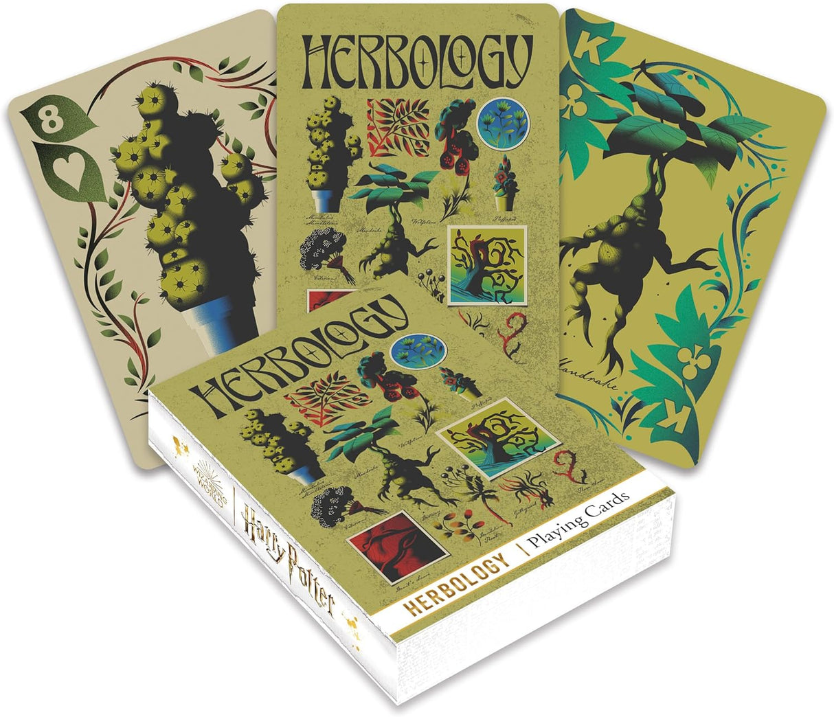 Harry Potter Herbology Playing Cards featuring magical plant designs for Harry Potter fans and collectors.