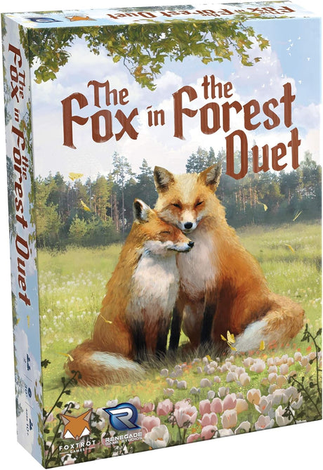 The Fox in the Forest: Duet game box featuring two foxes in a forest setting with flowers and trees.