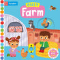 Busy Farm Push/Pull/Slide board book with colorful farm animals and interactive tabs for young children.