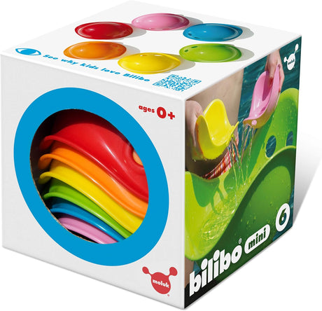 Bilibo Mini colorful stacking toys in a box for creative, open-ended play and motor skill development.