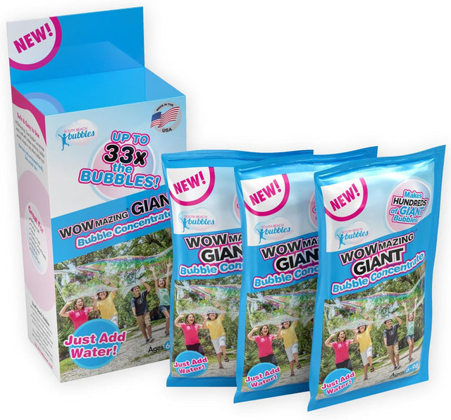 WOWmazing Bubbles Concentrate Refill 3 Pack for giant and regular bubbles, just add water for hours of fun.