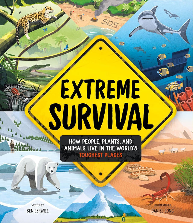 Extreme Survival book cover showing diverse animals and landscapes in the world's toughest places.