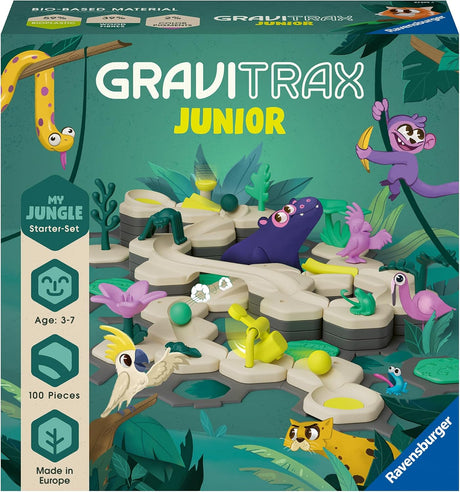 GraviTrax Junior: My Jungle Starter Set marble run with jungle animal figures and interactive track for kids ages 3 to 7