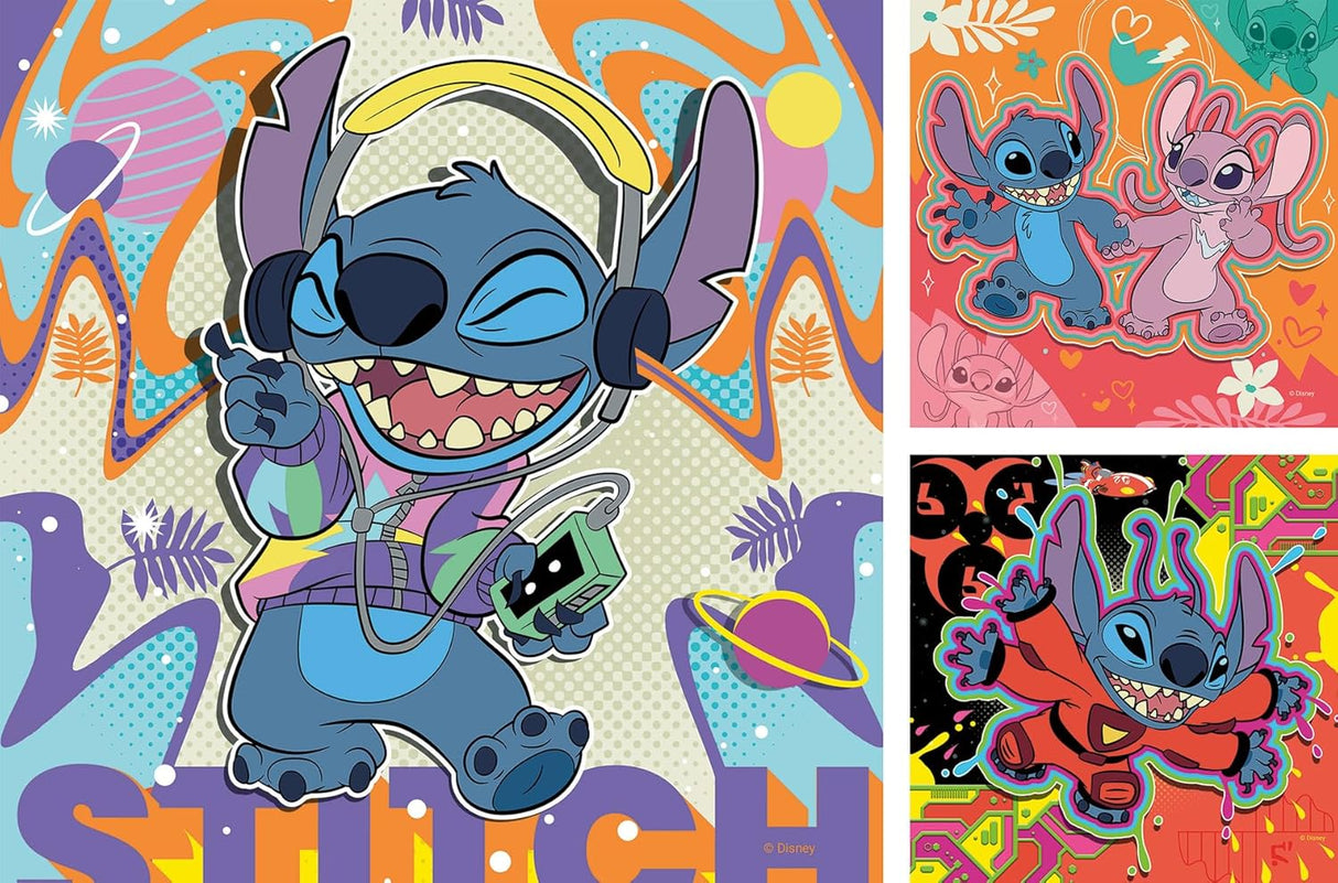 49pc Stitch Puzzles featuring colorful, playful Stitch designs perfect for young Disney fans ages 5 and up.