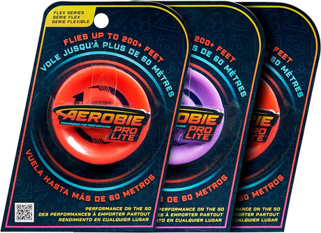 Aerobie Pro Lite red miniature throwing disc in packaging, flies up to 200+ feet, durable and portable flying disc toy.