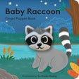 Baby Raccoon BB FIP features a soft plush finger puppet attached to a colorful baby finger puppet book cover.