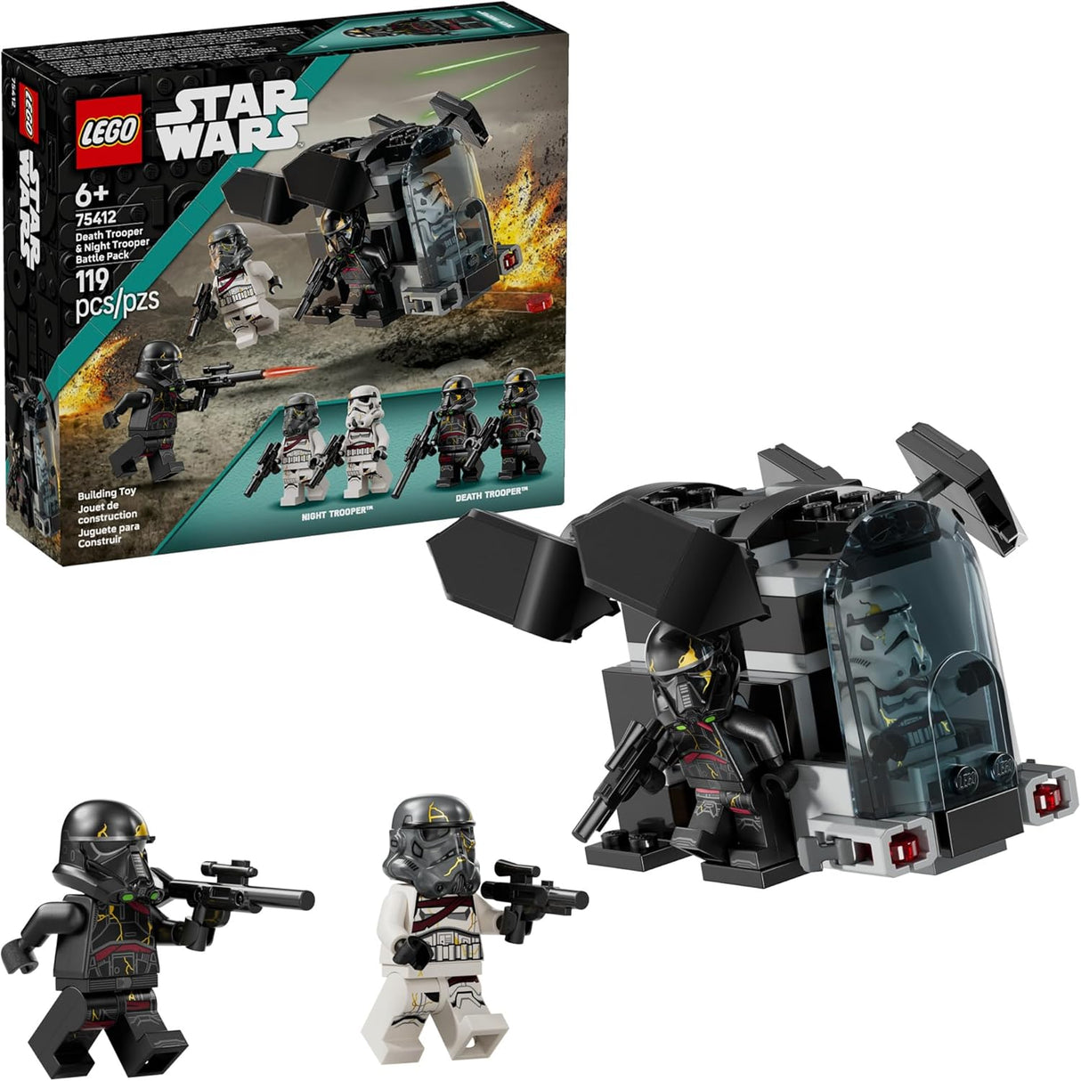 LEGO Star Wars Battle Pack with Death Trooper, Night Trooper, tactical dropship, and blaster accessories for kids aged 6+