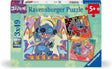 49pc Stitch Puzzles featuring colorful Disney Stitch designs, perfect for kids ages 5 and up to enjoy assembling.