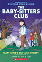 Cover of Babysitter's Club #13: Mary Ann's Bad Luck Mystery showing kids exploring a spooky graveyard at night.