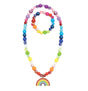 Double Rainbow Set multicoloured beaded necklace and bracelet with rainbow pendant for ages 3 and up.