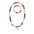 Gumball Rainbow Necklace & Bracelet Set with colorful beads and unicorn pendant, perfect for rainbow-themed occasions.
