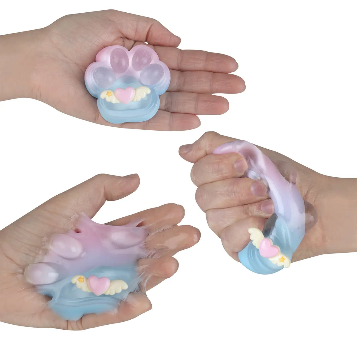 Taba-licious Mega Paws Squishy in pastel colors with paw shape and heart design, soft and squeezable stress relief toy.