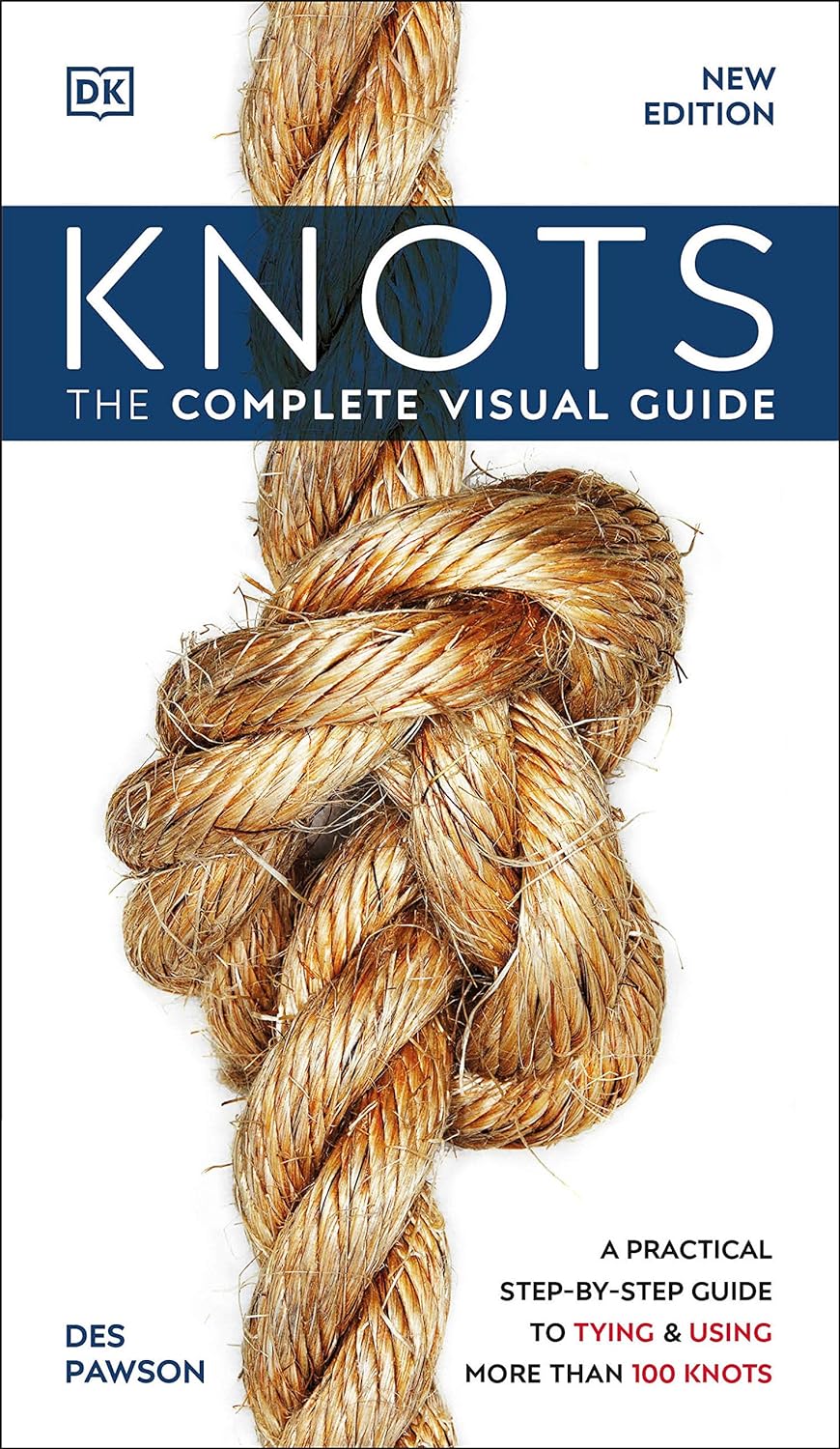 Knots book cover showing a detailed rope knot on the complete visual guide to knot tying and usage.