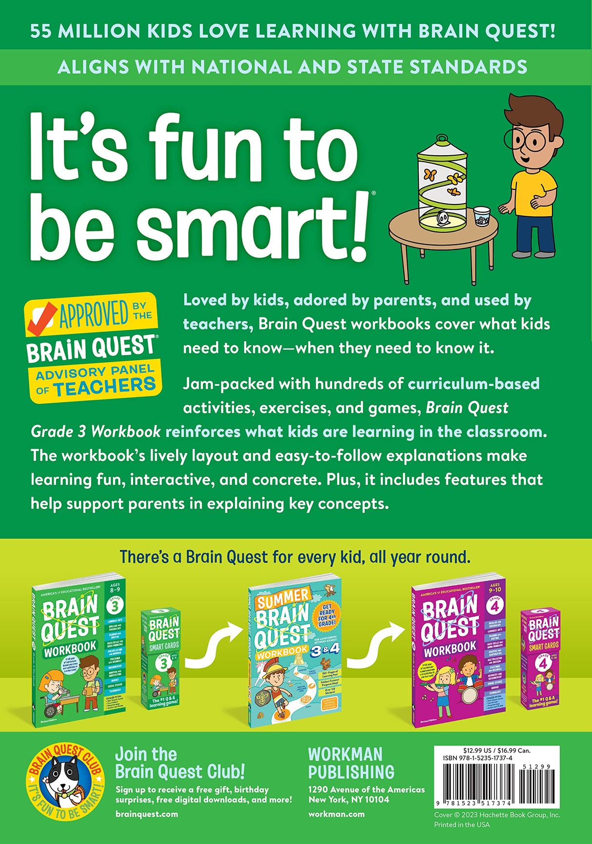Brain Quest Workbook Grade 3 with engaging activities and games aligned to standards for fun, interactive learning.
