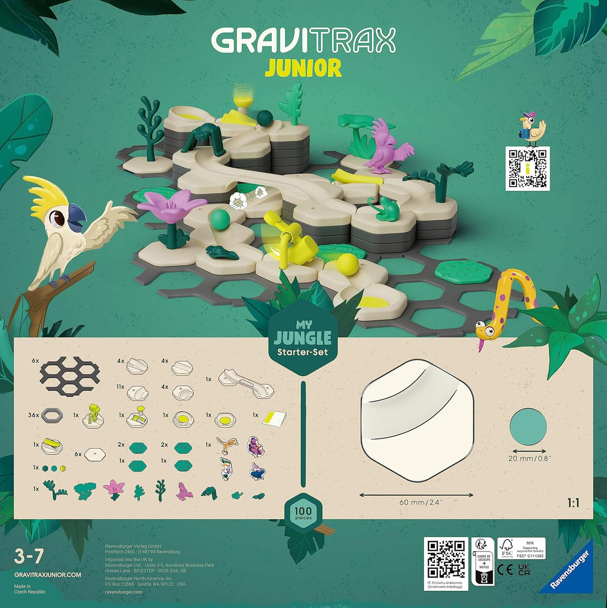 GraviTrax Junior: My Jungle Starter Set with interactive marble maze and jungle-themed track pieces for ages 3 to 7.