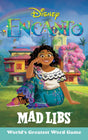 Mad Libs Encanto cover showing Mirabel sitting in front of Casita with colorful background and Disney Encanto logo.