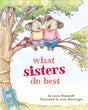 Cover of the board book What Sisters Do Best showing two koalas sitting on a tree branch together.