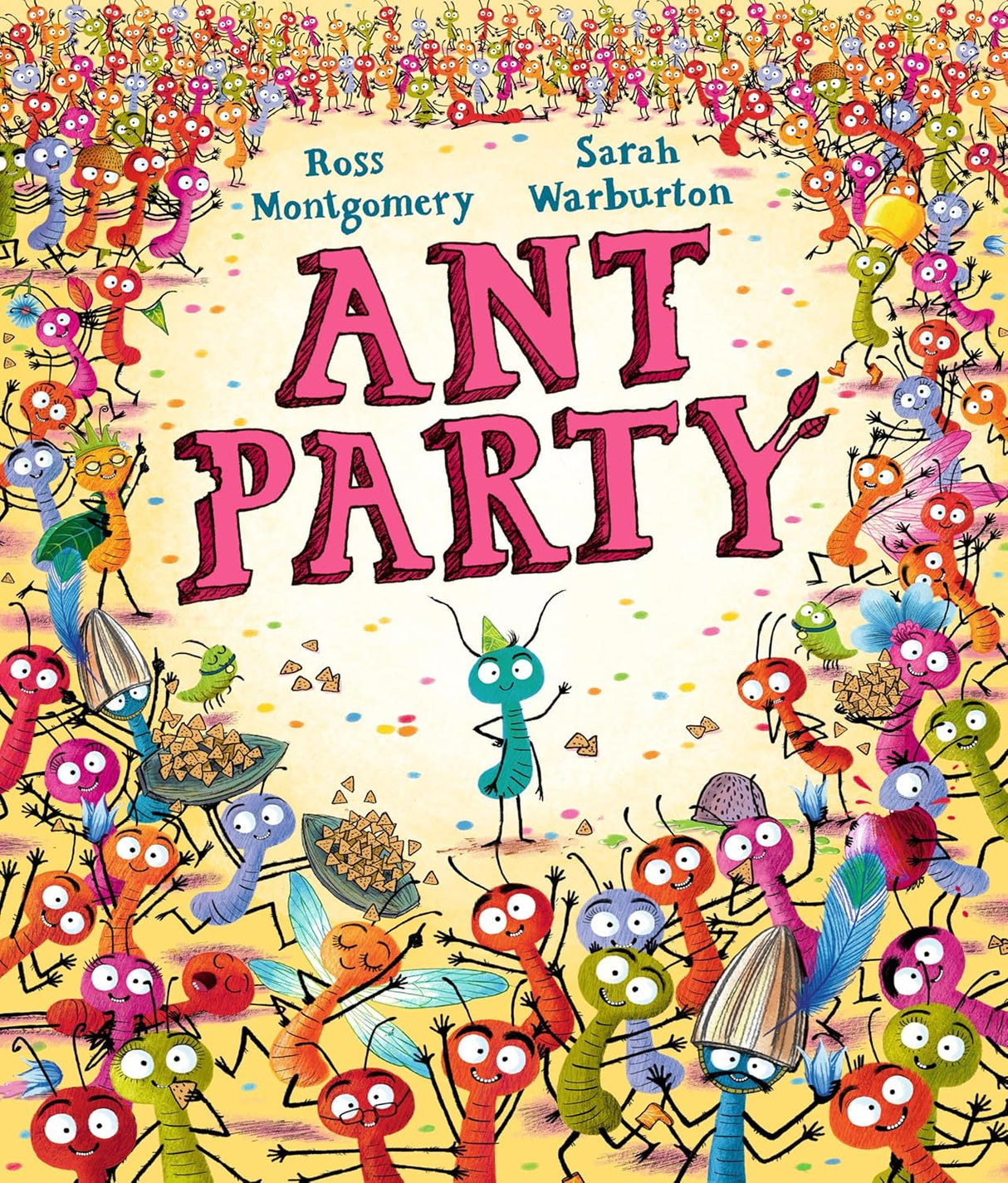 Ant Party book cover showing colorful ants celebrating a lively birthday party with dancing and snacks.
