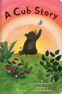 A Cub Story cover shows a playful bear cub reaching for a butterfly at sunset surrounded by mushrooms and plants.
