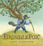 BrindleFox book cover shows a fox with a tree growing from its back walking on grass under a berry-laden tree.