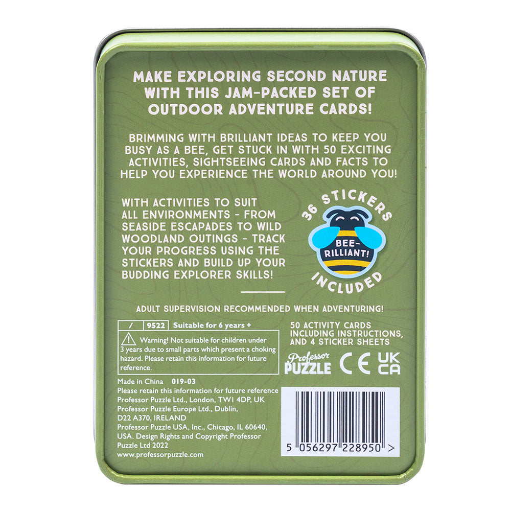 Outdoor Adventure Cards featuring 50 activity and sightseeing cards with stickers to track progress while exploring outdoors.