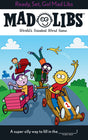 Ready, Set, Go! Mad Libs cover showing kids racing with soapbox cars in a fun and colorful cartoon style.