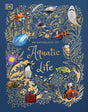 Cover of Anthology of Aquatic Life book featuring colorful marine animals and gold foil design on a blue background.