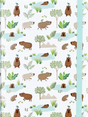 Capybara Life Journal with playful capybara and nature illustrations, light blue elastic closure, and durable hardcover binding.